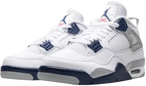 Side View of Jordan 4 Retro White Midnight Navy